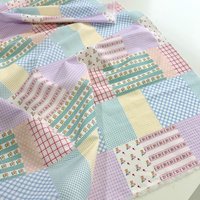 Sweet Korean-Style Patchwork Floral Checkered Printed Cotton Fabric DIY Kids Dress & Shirt Material for Spring Summer Wholesale