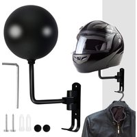 Motorcycle Helmet Rack Wall-Mount Helmet Display Holder with Hook 180° Rotation Bike Helmet Hanger for Home Garage Organizer