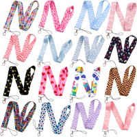 Cute Love Heart Lanyards Neck Strap Colorful Pattern Mobile Phone Rope Credit Card Cover Card Sleeve Fashion Accessories Gifts