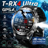 Nowy męski smartwatch wojskowy T-RX 4 z GPS, precyzyjne pozycjonowanie satelitarne 6-satelitarnych systemów, wodoodporność 10ATM, połączenia HD, ponad 170 trybów sportowych, latarka LED.