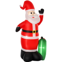 HOMCOM Aufblasbarer Weihnachtsmann mit Geschenkbeutel, Santa Claus Inflatable mit Lichtern und Inflator, 148x85x240 cm, Mehrfarbig
