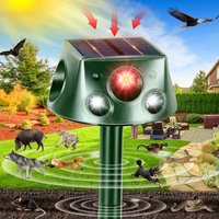 360° Ultrasonic Animal Repeller Outdoor Dual Infrared Sensor Variable Frequency 6 Modes, Rodent Snake Cat Dog Repelling