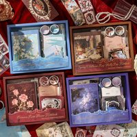 Large-sized notebook set gift box stickers, collage materials, DIY stationery set, DIY scrapbook supplies, old diary supplies
