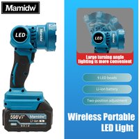 Bezprzewodowa latarka LED Mamidw, ręczny reflektor do użytku na zewnątrz, ładowalna latarnia robocza, kompatybilna z akumulatorem Makita 18V (akumulator nie jest w zestawie).
