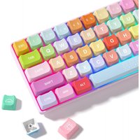 Cute Keycaps, 132 Keys MOA Profile Dye-Sublimation Rainbow Candy Cat PBT Keyboard Caps For MX Cherry Gateron Mechanical Keyboard
