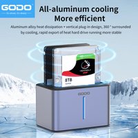 GODO USB 3.0 Dual Bay External Hard Drive Docking Station 2.5 Inch SSD HDD Dock Offline Clone Aluminum Hard Drive Enclosure