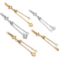 4pcs No Fade 304 Stainless Steel Adjustable Extension Chains Bracelet Connectors for DIY Necklace Jewelry Making Supplies Bulk