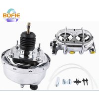 Street Rod Hot Rod Power Brake Booster Assy 7" Chrome Finish W/ Bail Top Master Cylinder