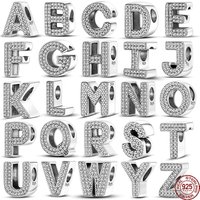 PANDACH New 925 Sterling Silver 26 letters Alphabet A Charm Bead Fit Pan 925 Original Bracelets Pendant Silver DIY Jewelry