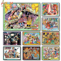 AZNM One Piece Straw Hat Crew Jungle Adventure Manga Canvas Unframed Wall Print Classic Anime Art Poster For Teen Boys Girls B