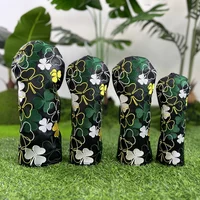 1pc Four Leaf Clover Golf Club Head Cover, Faux Leather, Waterproof, Durable, Protective Accessory for Golf Clubs, Green