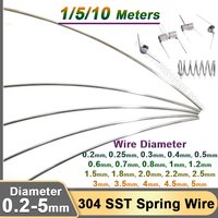 1/5/10M Spring Wire 304 Stainless Steel 0.2/0.25/0.3/0.4/0.5/0.6/0.7/0.8/1/1.2/1.5/1.8/2/3-5mm Single Strand Elastic Steel Wires