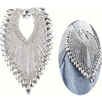 Waterdrop Design Rhinestones Shoulder Badge Brooches Women White V-neck Evening Dress Rhinestone Shoulder Badge Hair Accessories