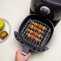1set Stainless Steel Air Fryer Rack With 4 Roast Meat Picks Grill Air Fryer Accessories Cooking Rack Kitchen