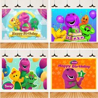 Barney Photo Booth Backdrop Kids Birthday Party Cake Smash Enchanted Forest Fairy Tale Baby Shower Decor Photography Backgroun