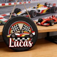 Personalized F1 Racing Car Name Wooden Hanging Sign Boys Room Wall Decor Baby Shower Gift for Race Car Loving Boy