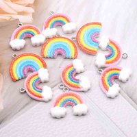 10pcs 26*20mm Rainbow Flat Back Charms Cute Pendants for DIY Earrings Necklace Jewelry Making Accessories