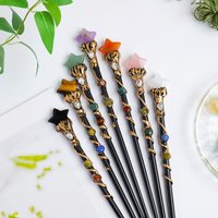 1pc Natural Crystal Star Magic Wand Crystal Pentagram Fairy Wand DIY Handmade Wand Prop Holiday Gift