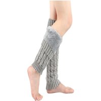 Knitting Women Leg Warmers Knee High Twist Pattern Plush Pile Long Socks Fleece-Lined Thicken Warm Boot Leg Sleeve Ankle Warmer