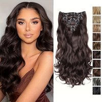 24Inch Synthetic Long Wavy Curly Hair Extension 7pcs/set Soft Invisible Cilp Thick Fluffy Hairpiece for Women Daily Use