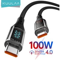 KUULAA Type C to Type C Cable 100W PD Fast Charging Charger USB C to USB C Display Cable For Xiaomi POCO F3 Realme Macbook iPad