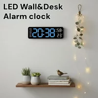 LED Digital Wall&Desk Alarm Clock – 12/24h/3 levels Dimming/Date/Day of Week/Temp Display,Battery or USB Powered for Home,Office