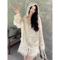 Trend New Hoodies Sweatshirts Shorts Sets Women Outfits Lace Jackets Shorts Two-piece Sets Streetwear Long-sleeve Tops Clothing