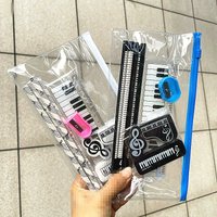 Wooden Pencils Smooth Wood Piano Ruler Student Stationery Set Child Friendly Music Stationery Set For Birthday Gifts Kids'