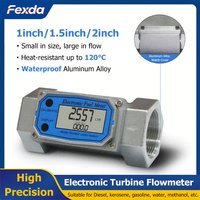 Electronic Turbine Water Flow Meter High Precision Waterproof Flowmeter LCD Display Flow Sensor Counter for Fuel Diesel Petrol