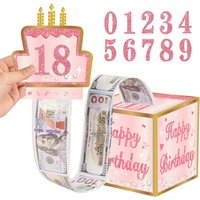 Pull Out Cash Gifts Holder Happy Birthday Surprise Money Gift Box with DIY Stickers for All Ages