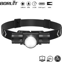 BORUiT HP330 3*LEDs Headlamp 1200LM Powerful Type-C Rechargesble Headlight Waterproof Camping Fishing Head Torch Lantern