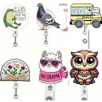 1pc retractable badge clip, 2D acrylic with durable nylon cord, suitable for office workers, nurses
