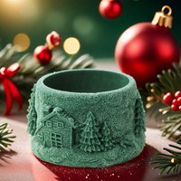 Christmas Candle Holders Silicone Mold Mini House Star Ornaments Plaster Resin Casting Mold DIY Christmas Decoration