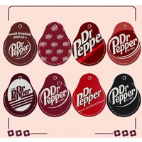 D-Dr Pepper Cartoon Women Mini PU Leather Case Keychain Access Card Bag Key Tag Ring Mini Badge Key Ring Door Lock Tags
