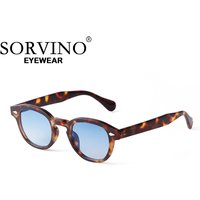 SORVINO 2025 Round Retro Rivet Tortoiseshell Sunglasses Women Men Brand Design Vintage Leopard Blue Len Square Sun Glasses UV400