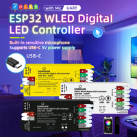 Contrôleur LED adressable DOMRAEM ESP32 WLED USB-C avec microphone musical/UART, prend en charge les bandes LED RGB IC WS2814/12B, etc., fusible 16A, compatible Alexa.