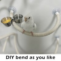 Interactive DIY Bendable Parrot Perch Non-slip with Suction Cups Bird Perch Stand Bird Climbing Linen Rope Window