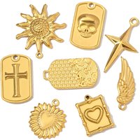 5pcs/Lot Wholesale Stainless Steel Snake Eiffel Tower DIY Charms Women Star Sun Skull Necklace Pendant Montain Flower Jewelry