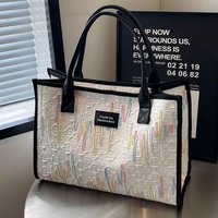New Canvas Tote Bag Three-dimensional Pattern Large Capacity Handbag with Zipper Single Shoulder Bag Mom
