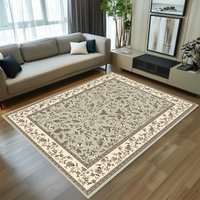 Bohemian Traditional Floral Print Area Rug, Soft Non-Slip Washable Floor Mat for Living Room Bedroom Kitchen Office Home Decor