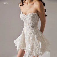 LISM Exquisite Glitter Lace Mini Wedding Dress Sexy Sweetheart A-Line Bridal Gown Customised Vestido de noiva Robes Bride Dress