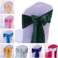 Dark Green Colour Wedding Decoration Satin Chair Sash Bow Tie Bands Ribbon Birthday Party Celebration Nice Design Shiny Colour