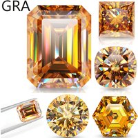 Champagne Yellow Loose Moissanite 100% Real Lab Gemstone Stones For Women Jewelry Diamond Ring Material GRA Round/Emerald Cut
