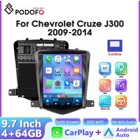 Radio samochodowe Podofo 4+64G z systemem Android do Chevrolet Cruze J300 2009-2014, multimedialny odtwarzacz wideo w stylu Tesla, Carplay, GPS, nawigacja, stereo