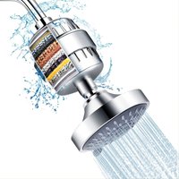 Filtered Shower Head with 15-Layer Hard Water Filter, High Pressure Shower Head with 5 Spray Modes, Bathroom Accessory