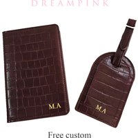 Crocodile Passport Cover Luggage Tag Luxury Custom Letter Travel Accessories PU Leather Passport Holder Suitcase Name Label Set