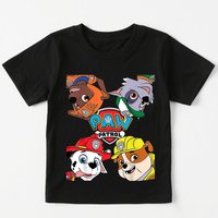 Paw Patrol Kids Cotton T Shirt Boys Girls Casual Short Sleeve Top Graphic Print Puppy Dog Cartoon Character Summer Clothing