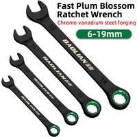 Dual Directional Fast Plum Blossom Ratchet Wrench, 6-19mm Opening Dual-purpose Wrench for Bicycle Motorcycle Car Repair Tool