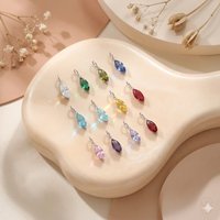 8x3mm Tiny Marquise Crystal Charms Colorful Birthstone Eye Pendants Silver Plated Zircon Beads for DIY Earrings Jewelry Making
