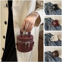 Solid Color Box Crossbody Bag PU Leather Shoulder Bag Mini Lipstick Bag Small Square Bag Metal Chain Clothes Match Bag Summer